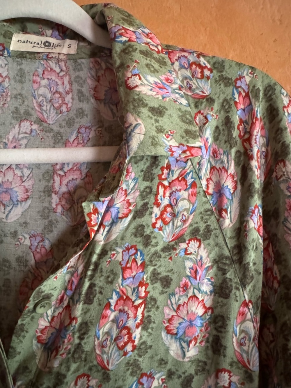 Natural Life Floral Boho Midi Dress Button Front Cottagecore Prairie - Picture 7 of 11
